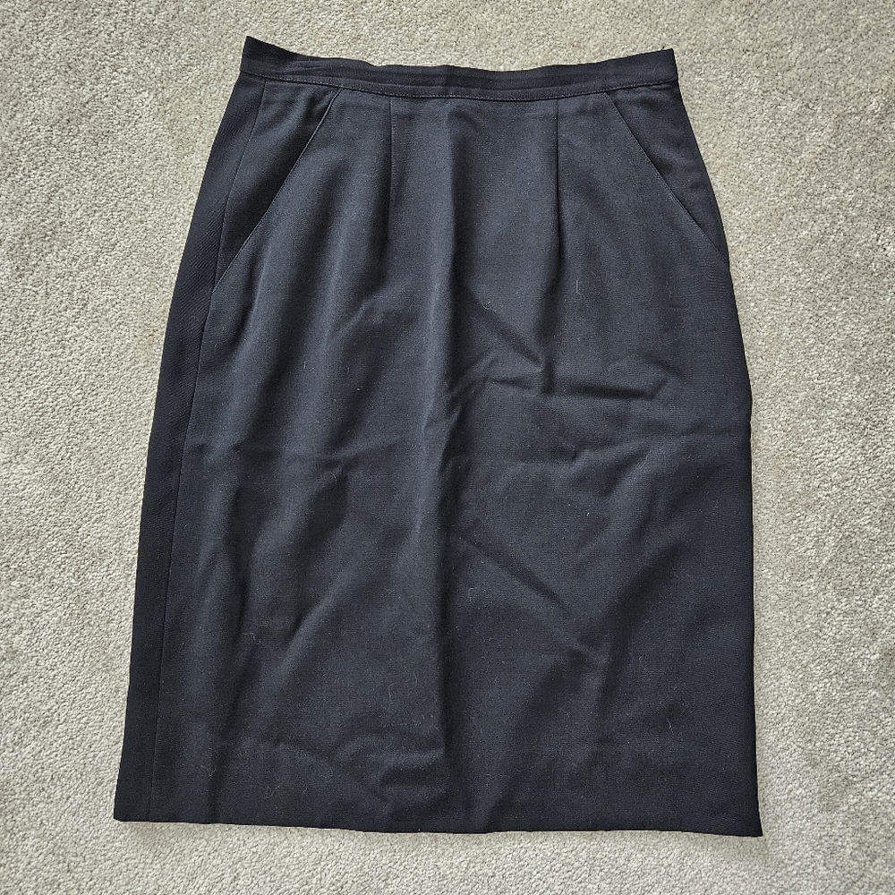 Vintage Giorgio Armani Black Pleated Midi Skirt, women's business work attire